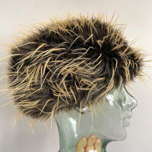 🛑 Brown w/ Frosted Tips Faux Fur Pillbox Hat - O/S